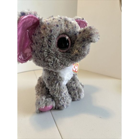 Ty SPECKS the Speckled Grey Elephant 9 Inch Beanie Boos Grey Pink Glitter W Tag - Picture 13 of 14